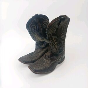 Tony Lama Ostrich Quill Crepe Roper Boots 12EE Exotic USA Made